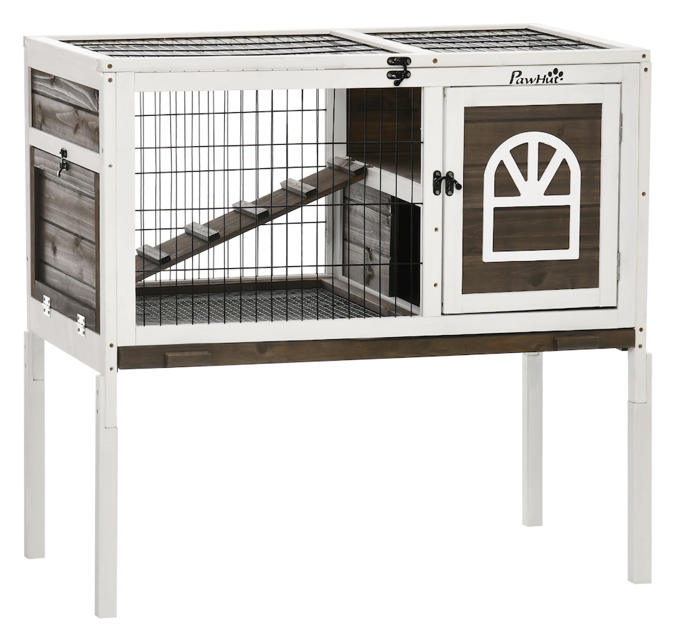 Image 962407.jpg, Product 962-407 / Price $146.99, PawHut Rabbit Hutch Bunny House with Run, Ladder, Slide-Out Tray, Coffee from PawHut on TSC.ca's Home & Garden department