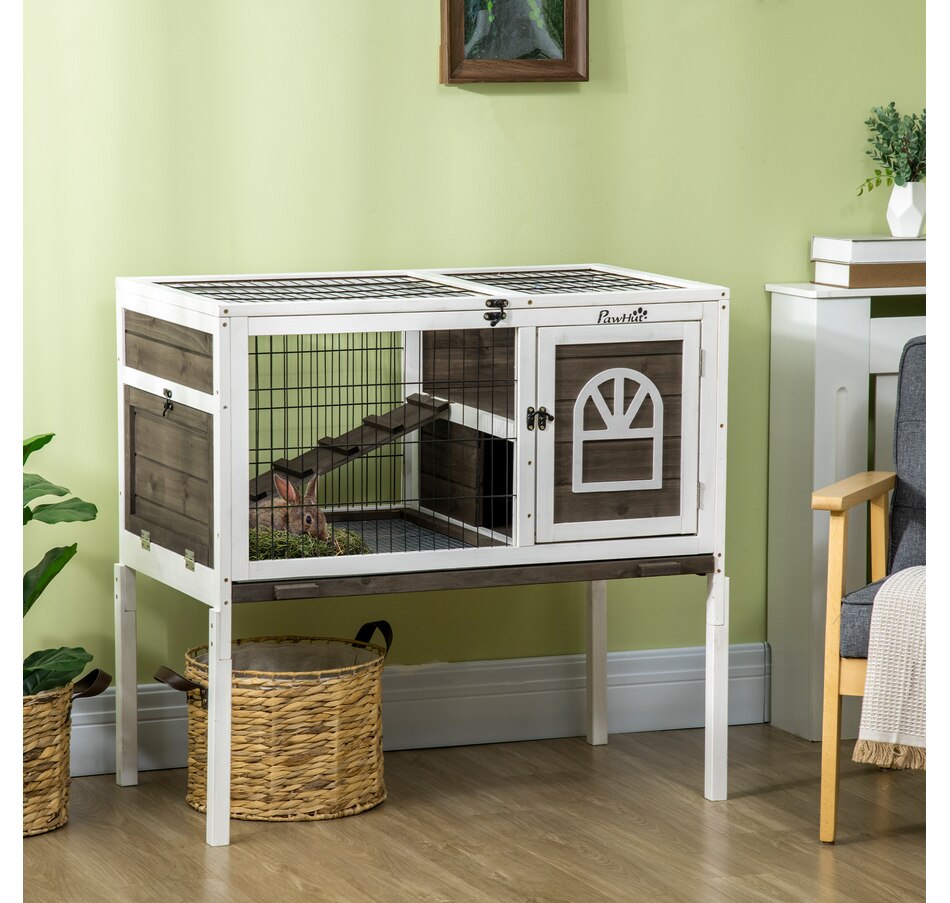 Image 962407_ALTMORE1.jpg, Product 962-407 / Price $146.99, PawHut Rabbit Hutch Bunny House with Run, Ladder, Slide-Out Tray, Coffee from PawHut on TSC.ca's Home & Garden department
