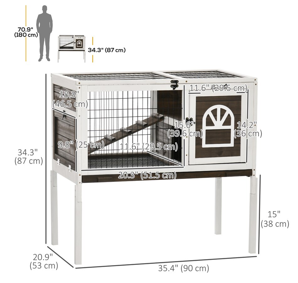 Image 962407_ALTMORE2.jpg, Product 962-407 / Price $146.99, PawHut Rabbit Hutch Bunny House with Run, Ladder, Slide-Out Tray, Coffee from PawHut on TSC.ca's Home & Garden department