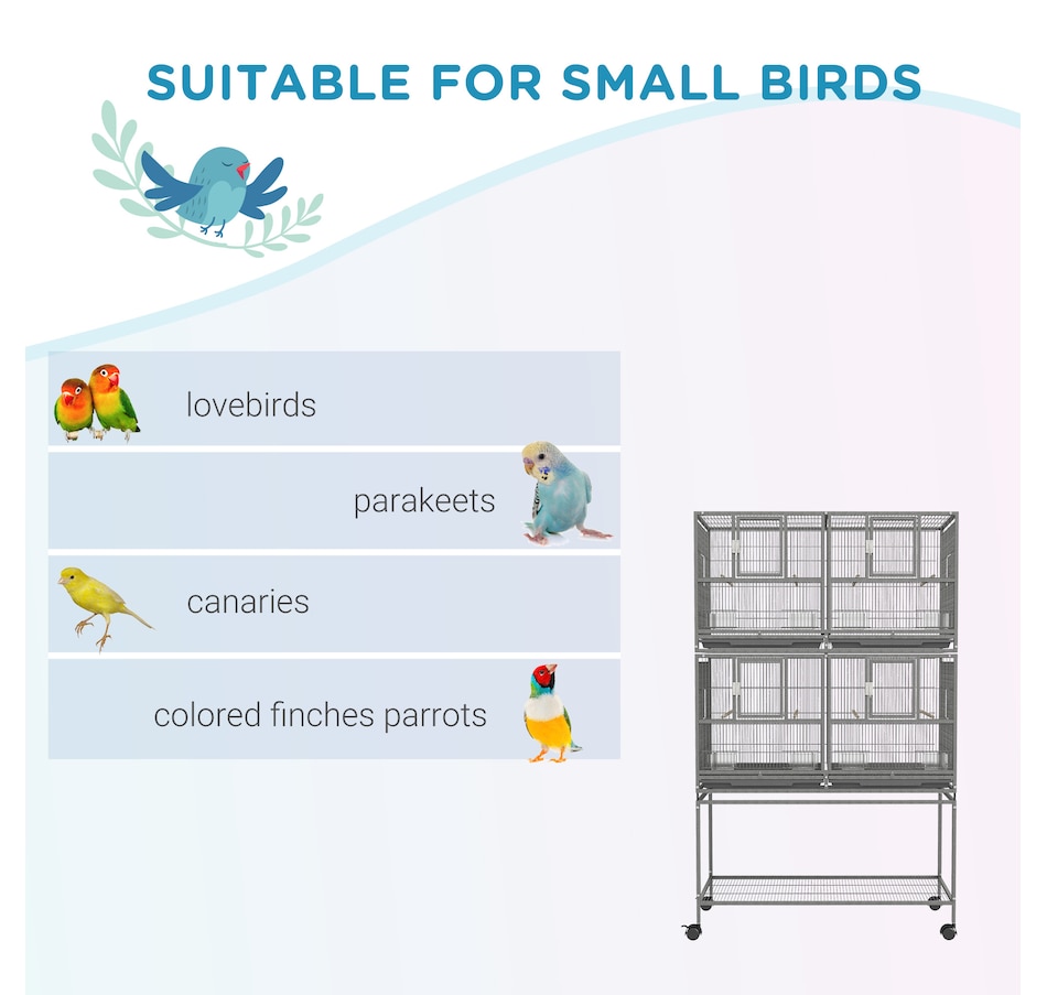 Image 962409_ALTMORE4.jpg, Product 962-409 / Price $329.99, PawHut 61" Large Double Rolling Metal Bird Cage Bird House Grey from PawHut on TSC.ca's Home & Garden department