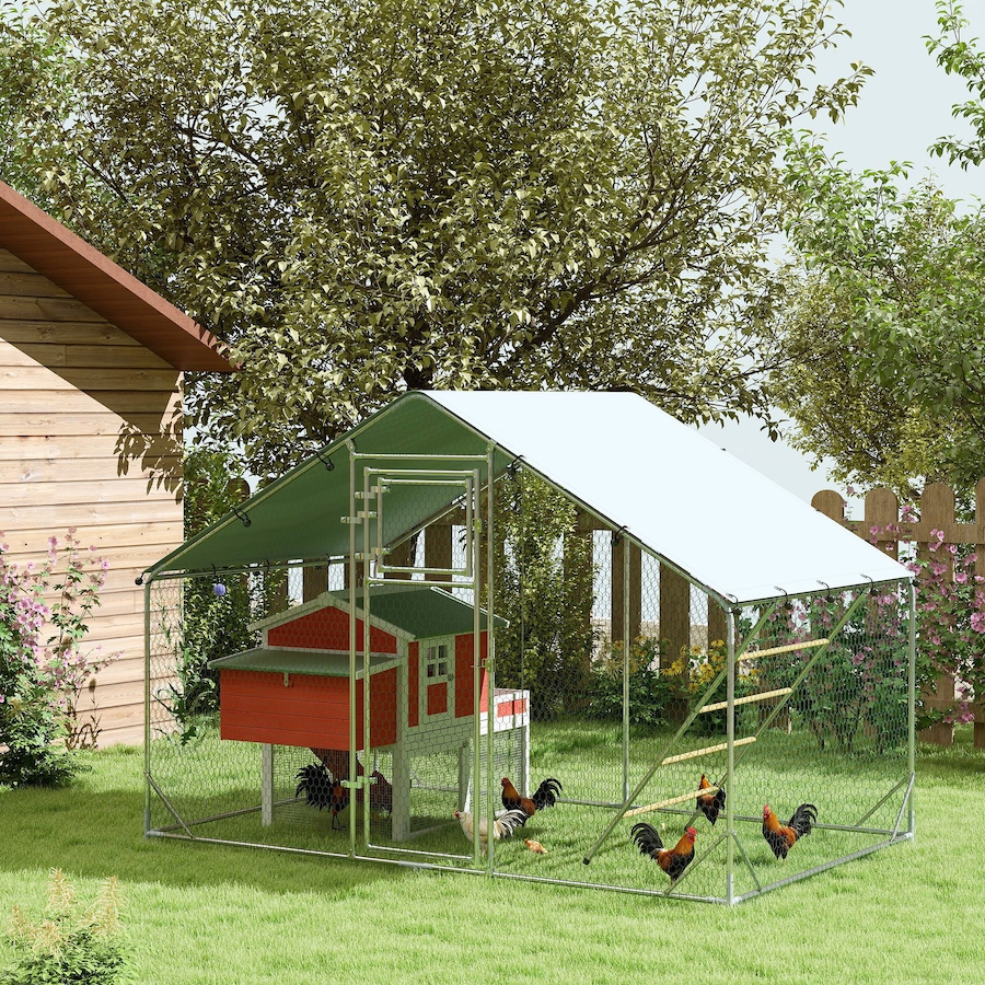 Image 962414_ALTMORE1.jpg, Product 962-414 / Price $266.99, PawHut Chicken Run, Large Metal Chicken Coop w/ Cover for 6-8 Chickens from PawHut on TSC.ca's Home & Garden department