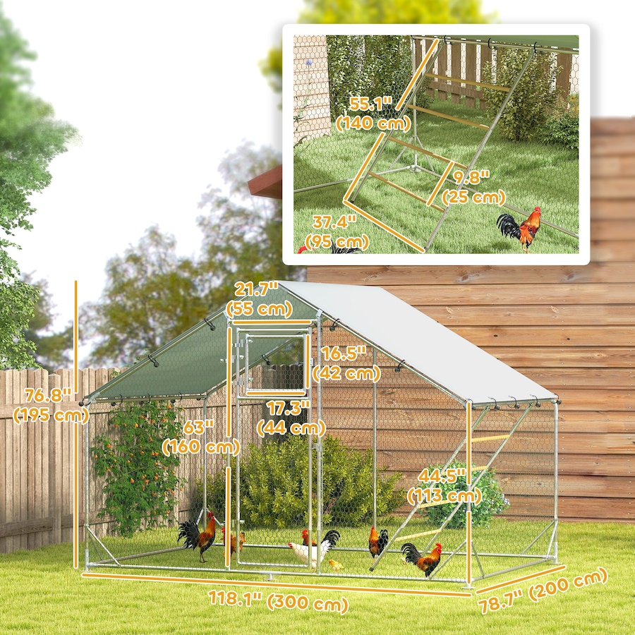 Image 962414_ALTMORE2.jpg, Product 962-414 / Price $266.99, PawHut Chicken Run, Large Metal Chicken Coop w/ Cover for 6-8 Chickens from PawHut on TSC.ca's Home & Garden department