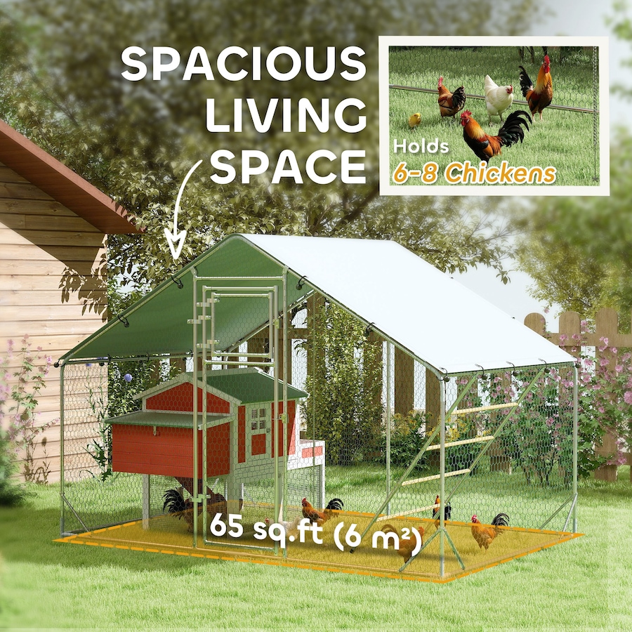 Image 962414_ALTMORE4.jpg, Product 962-414 / Price $266.99, PawHut Chicken Run, Large Metal Chicken Coop w/ Cover for 6-8 Chickens from PawHut on TSC.ca's Home & Garden department