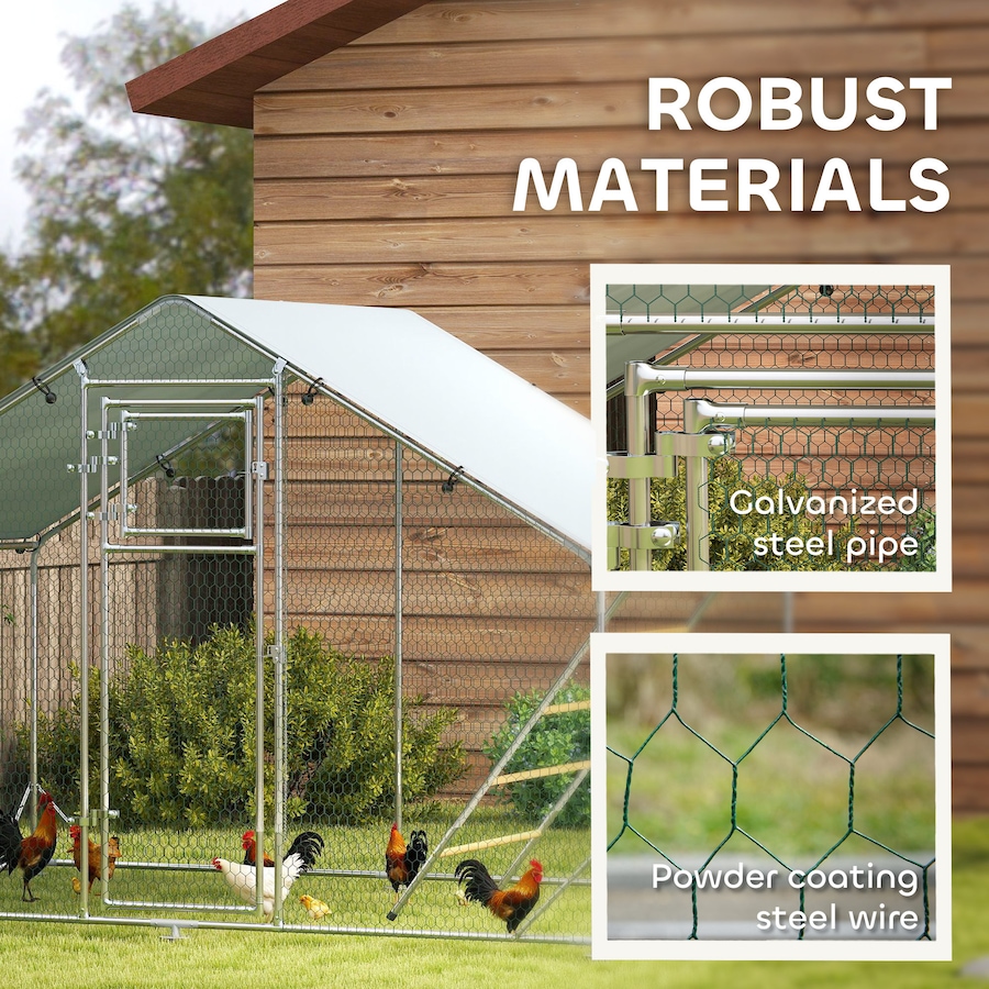 Image 962414_ALTMORE6.jpg, Product 962-414 / Price $266.99, PawHut Chicken Run, Large Metal Chicken Coop w/ Cover for 6-8 Chickens from PawHut on TSC.ca's Home & Garden department