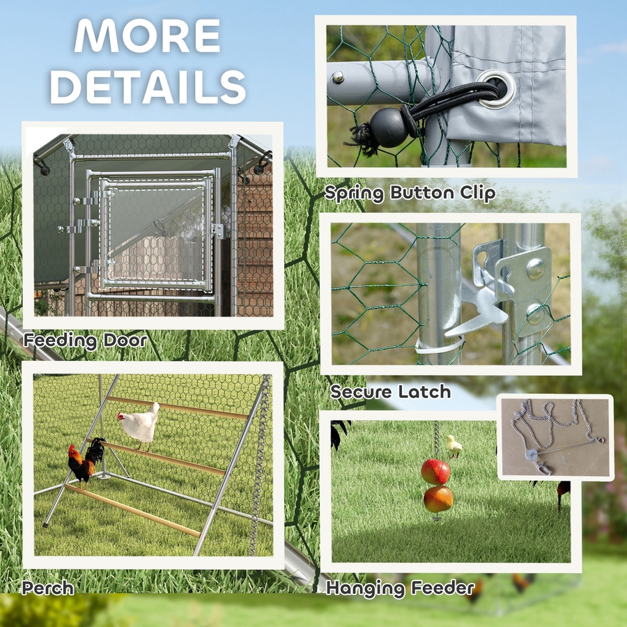 Image 962414_ALTMORE7.jpg, Product 962-414 / Price $266.99, PawHut Chicken Run, Large Metal Chicken Coop w/ Cover for 6-8 Chickens from PawHut on TSC.ca's Home & Garden department