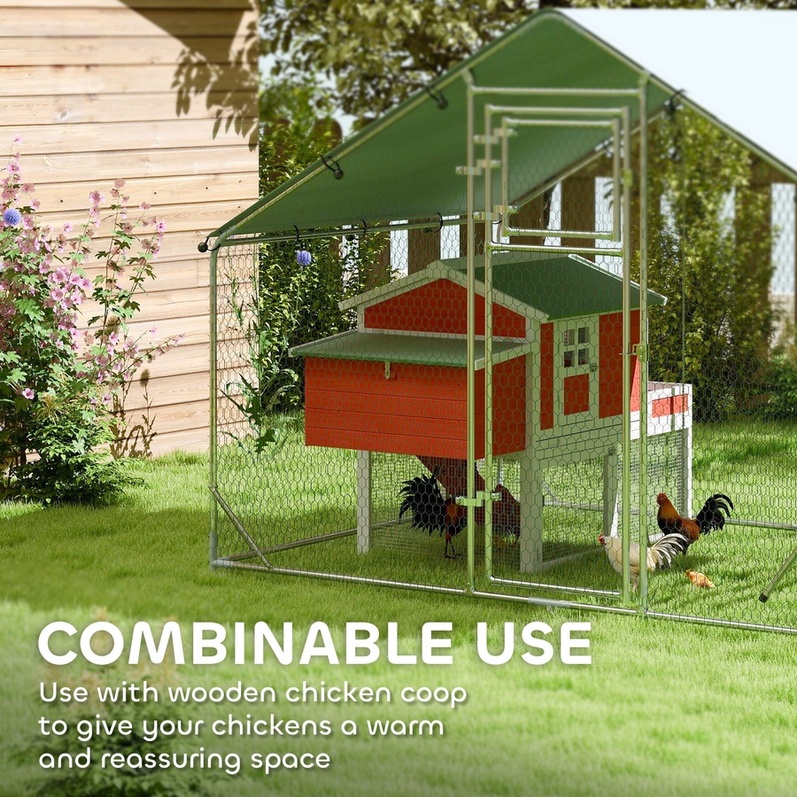 Image 962414_ALTMORE8.jpg, Product 962-414 / Price $266.99, PawHut Chicken Run, Large Metal Chicken Coop w/ Cover for 6-8 Chickens from PawHut on TSC.ca's Home & Garden department