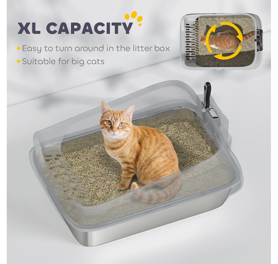 Image 962419_ALTMORE4.jpg, Product 962-419 / Price $64.99, PawHut XL Cat Litter Box Stainless Steel, High Sided with Litter Scoop Grey from PawHut on TSC.ca's Home & Garden department