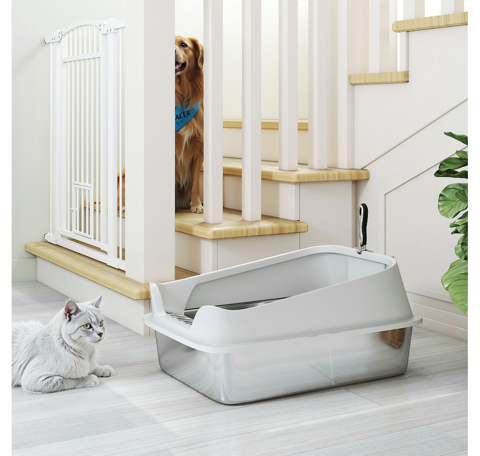 Image 962419_ALTMORE8.jpg, Product 962-419 / Price $64.99, PawHut XL Cat Litter Box Stainless Steel, High Sided with Litter Scoop Grey from PawHut on TSC.ca's Home & Garden department