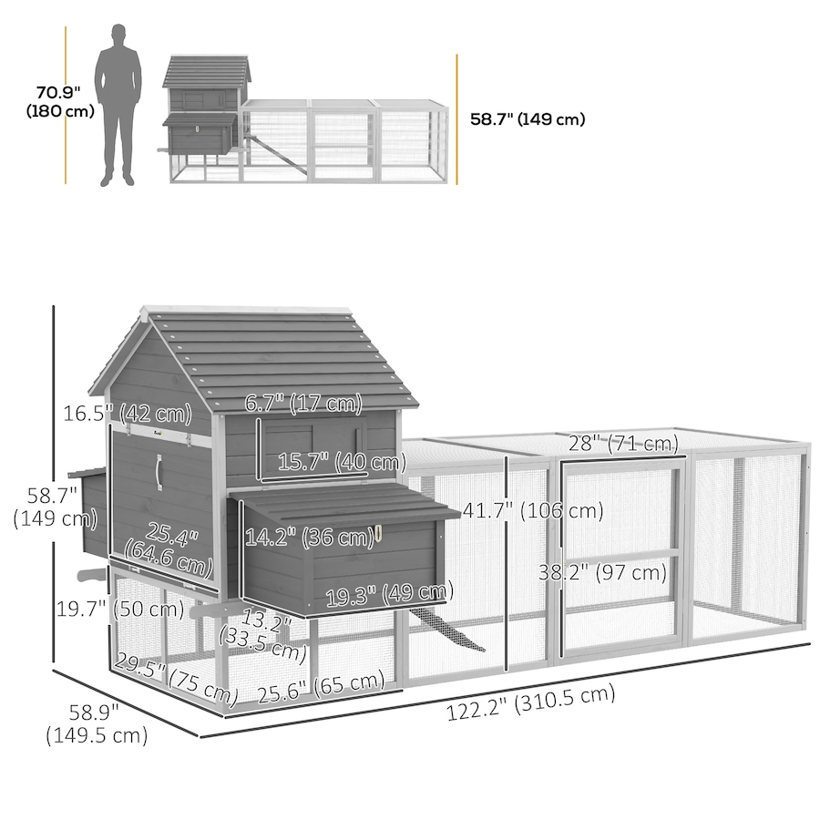 Image 962450_ALTMORE2.jpg, Product 962-450 / Price $449.99, PawHut Wooden Chicken Coop with Nesting Boxes, Run for 4-6 Chickens from PawHut on TSC.ca's Home & Garden department