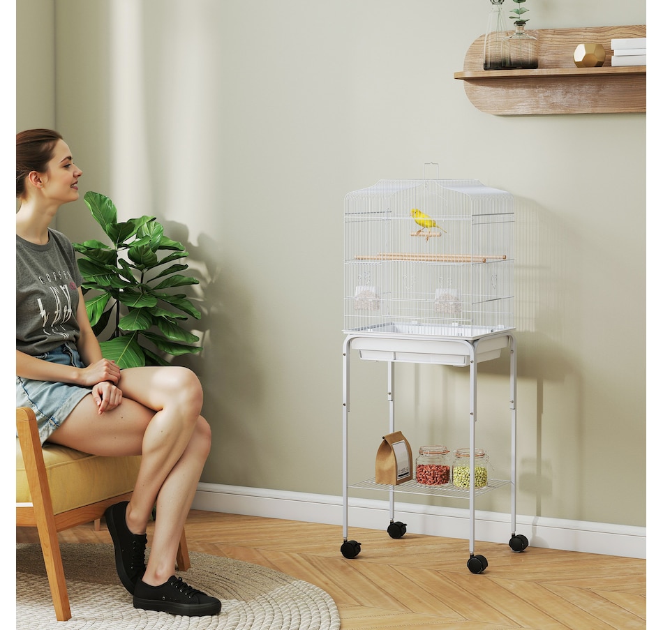 Image 962452_ALTMORE1.jpg, Product 962-452 / Price $89.99, PawHut 49" Large Rolling Bird Cage Cockatiel Play House Perch Swing, White from PawHut on TSC.ca's Home & Garden department