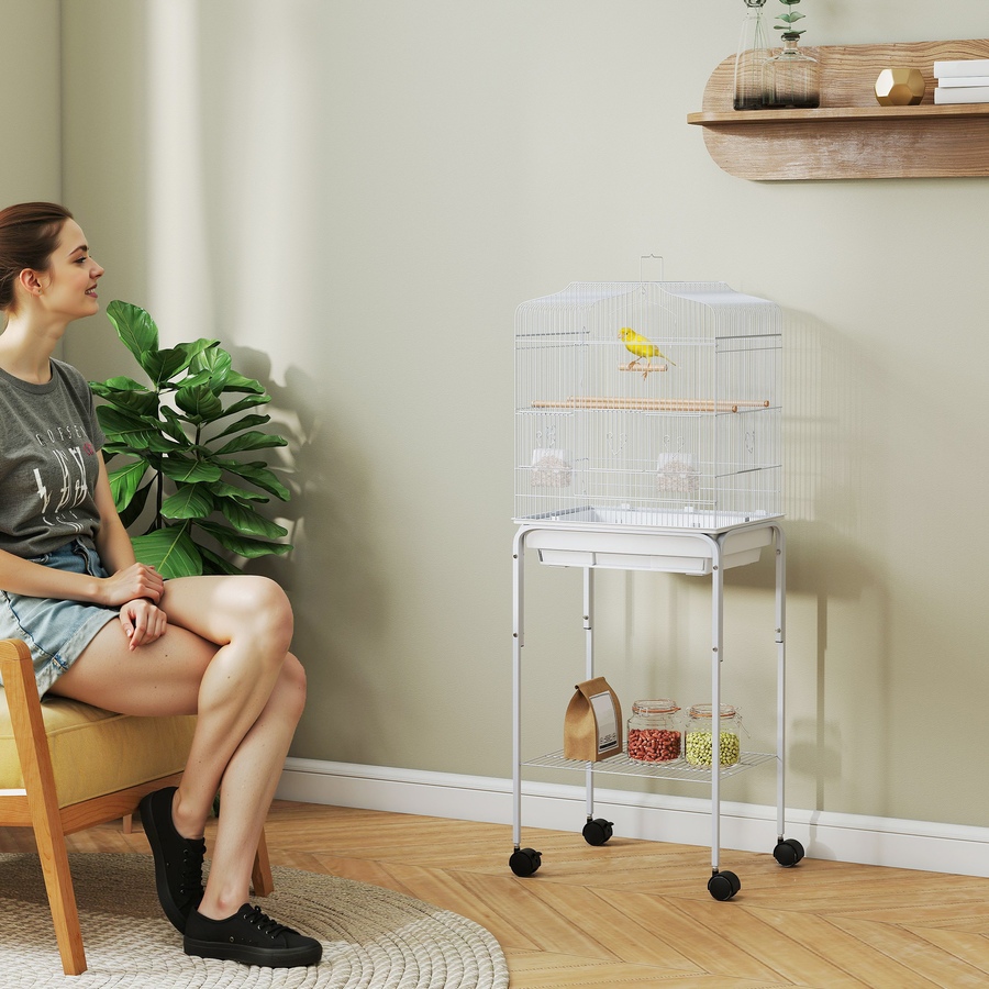 Image 962452_ALTMORE1.jpg, Product 962-452 / Price $89.99, PawHut 49" Large Rolling Bird Cage Cockatiel Play House Perch Swing, White from PawHut on TSC.ca's Home & Garden department