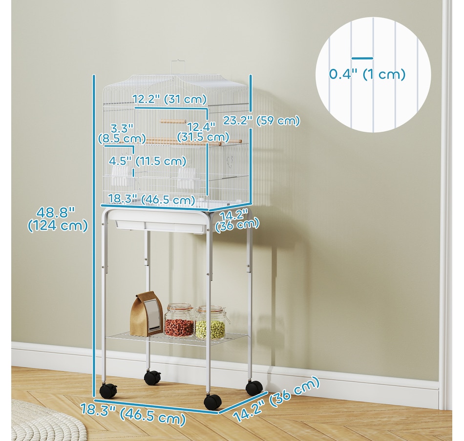 Image 962452_ALTMORE2.jpg, Product 962-452 / Price $89.99, PawHut 49" Large Rolling Bird Cage Cockatiel Play House Perch Swing, White from PawHut on TSC.ca's Home & Garden department