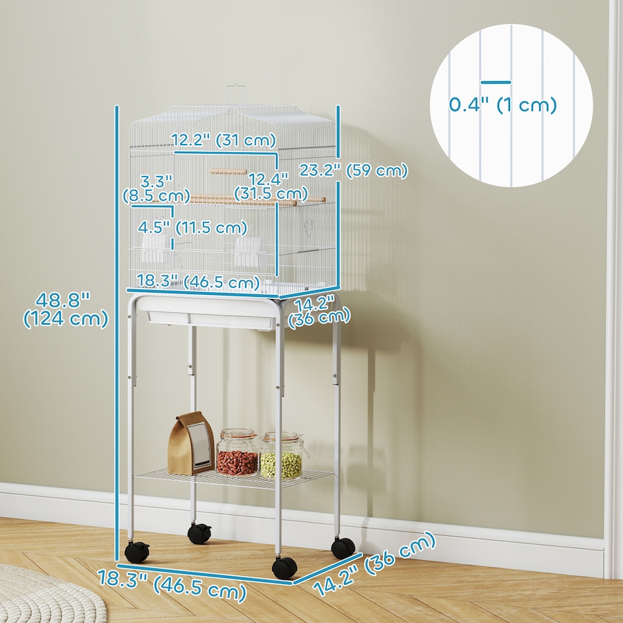 Image 962452_ALTMORE2.jpg, Product 962-452 / Price $89.99, PawHut 49" Large Rolling Bird Cage Cockatiel Play House Perch Swing, White from PawHut on TSC.ca's Home & Garden department