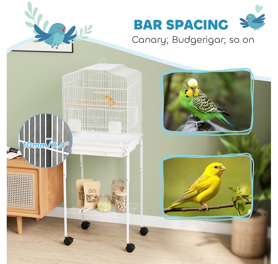 Image 962452_ALTMORE5.jpg, Product 962-452 / Price $89.99, PawHut 49" Large Rolling Bird Cage Cockatiel Play House Perch Swing, White from PawHut on TSC.ca's Home & Garden department