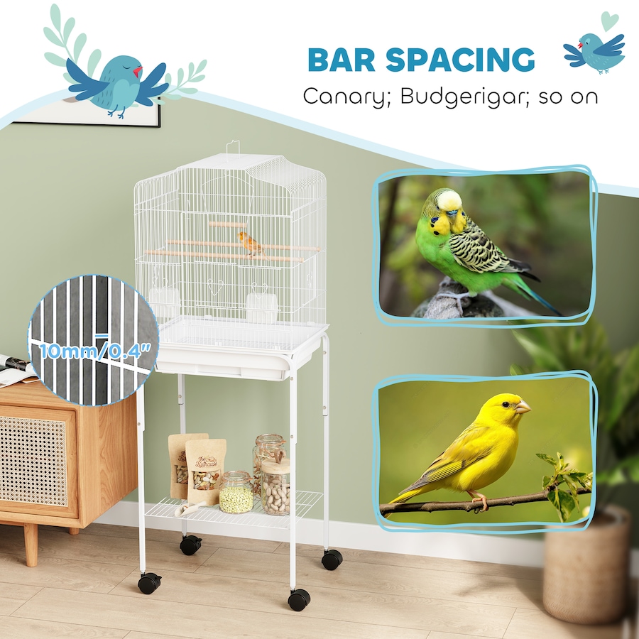 Image 962452_ALTMORE5.jpg, Product 962-452 / Price $89.99, PawHut 49" Large Rolling Bird Cage Cockatiel Play House Perch Swing, White from PawHut on TSC.ca's Home & Garden department