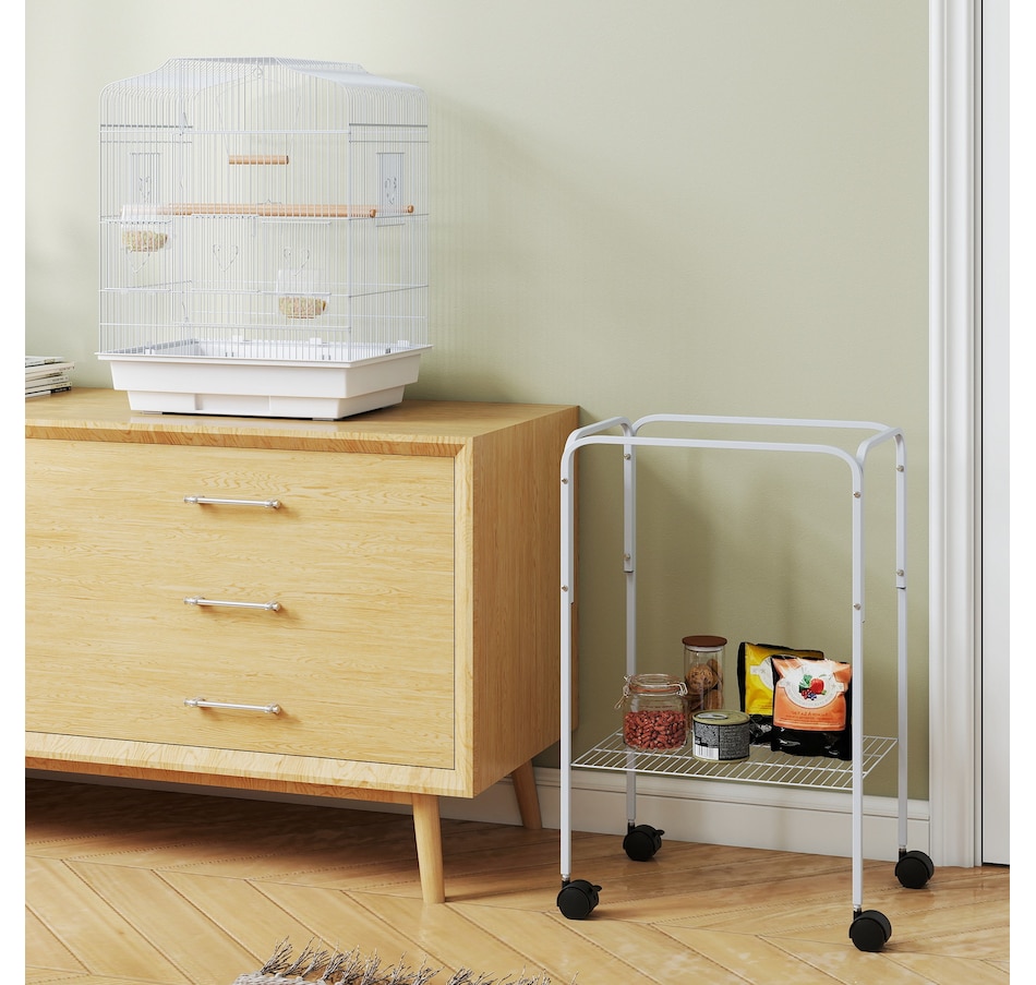 Image 962452_ALTMORE6.jpg, Product 962-452 / Price $89.99, PawHut 49" Large Rolling Bird Cage Cockatiel Play House Perch Swing, White from PawHut on TSC.ca's Home & Garden department