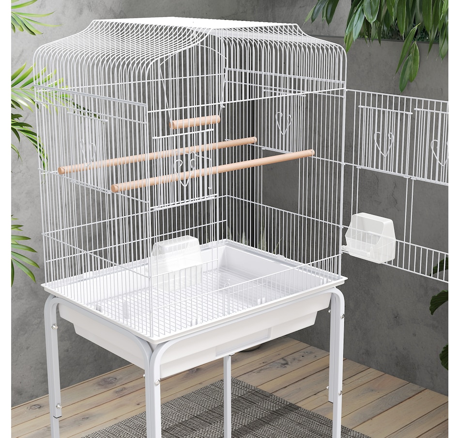 Image 962452_ALTMORE7.jpg, Product 962-452 / Price $89.99, PawHut 49" Large Rolling Bird Cage Cockatiel Play House Perch Swing, White from PawHut on TSC.ca's Home & Garden department