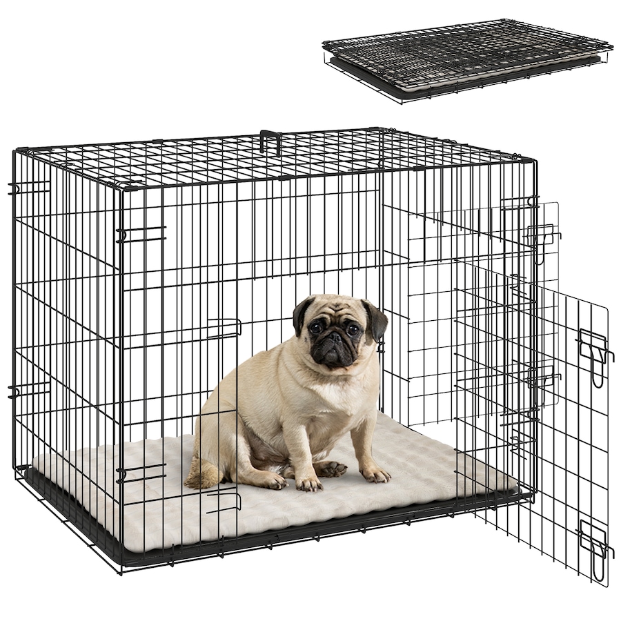 Image 962460.jpg, Product 962-460 / Price $75.99, PawHut 30" Dog Crate, Folding Metal Dog Kennel with 2 Doors, Tray, Cushion from PawHut on TSC.ca's Home & Garden department