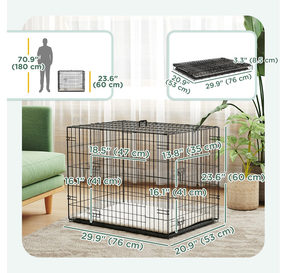 Image 962460_ALTMORE2.jpg, Product 962-460 / Price $75.99, PawHut 30" Dog Crate, Folding Metal Dog Kennel with 2 Doors, Tray, Cushion from PawHut on TSC.ca's Home & Garden department