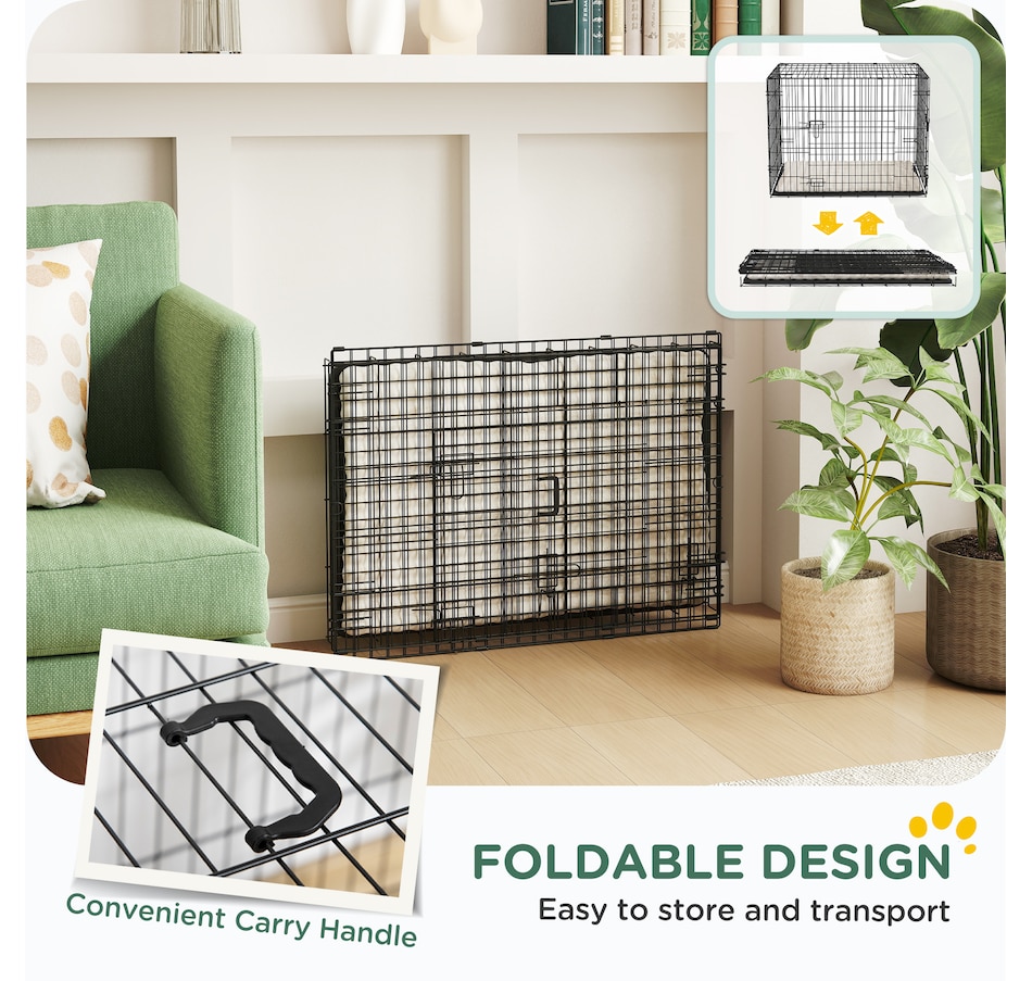 Image 962460_ALTMORE6.jpg, Product 962-460 / Price $75.99, PawHut 30" Dog Crate, Folding Metal Dog Kennel with 2 Doors, Tray, Cushion from PawHut on TSC.ca's Home & Garden department