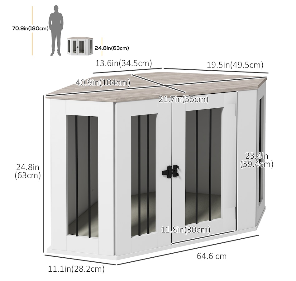 Image 962462_ALTMORE2.jpg, Product 962-462 / Price $199.99, PawHut Dog Crate Furniture, 41 Inch Corner Design with Cushion for M Dogs from PawHut on TSC.ca's Home & Garden department