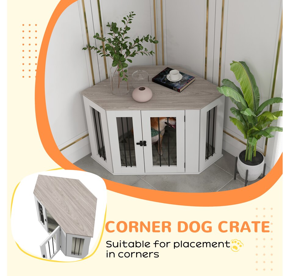 Image 962462_ALTMORE4.jpg, Product 962-462 / Price $199.99, PawHut Dog Crate Furniture, 41 Inch Corner Design with Cushion for M Dogs from PawHut on TSC.ca's Home & Garden department