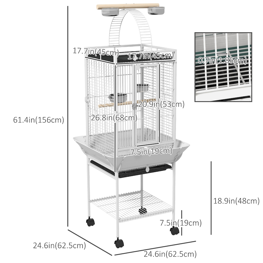 Image 962466_ALTMORE2.jpg, Product 962-466 / Price $159.99, PawHut 61.5 Inch Bird Cage Parakeet House for Cockatiel with Stand, White from PawHut on TSC.ca's Home & Garden department