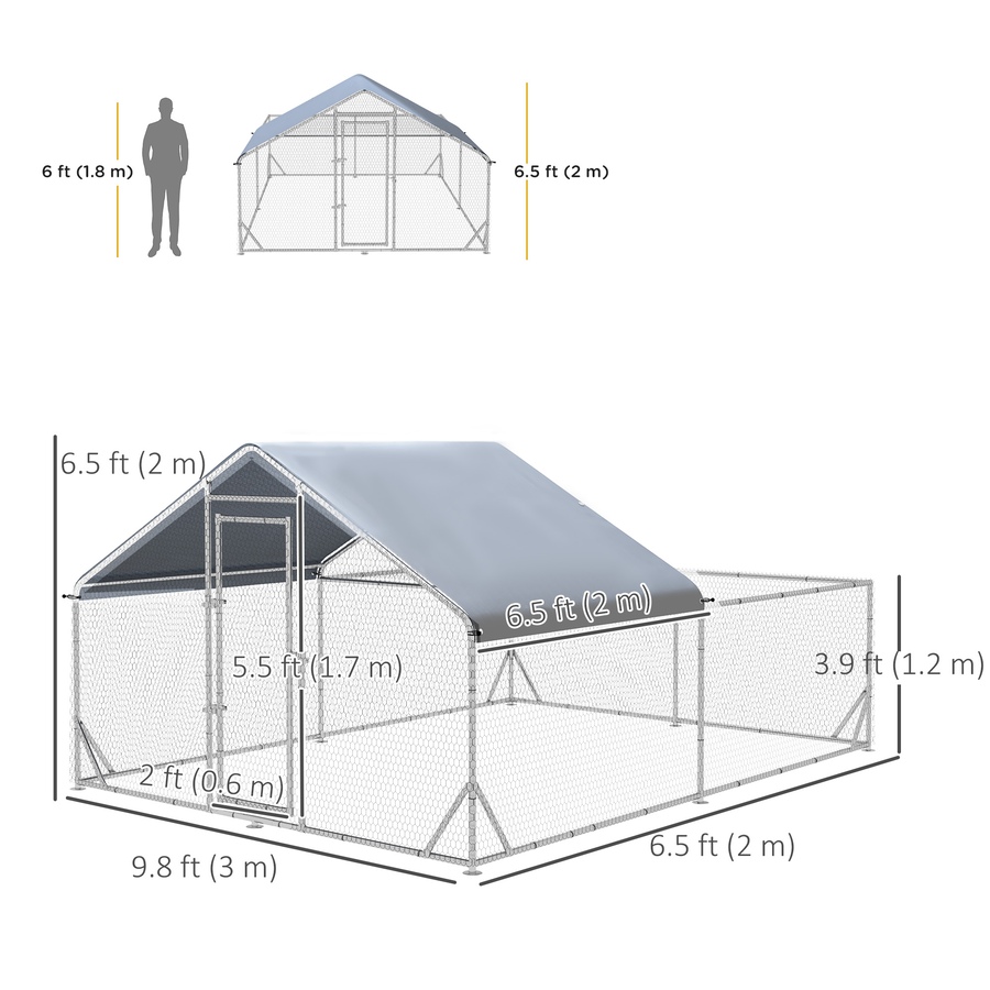 Image 962472_ALTMORE2.jpg, Product 962-472 / Price $236.99, PawHut Metal Chicken Coop, Walk-in Hen Run House W/ Anti-Ultraviolet Cover from PawHut on TSC.ca's Home & Garden department