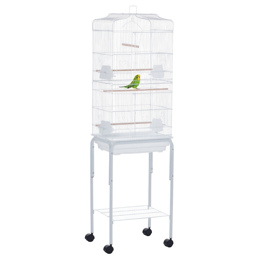 Image 962492.png, Product 962-492 / Price $98.99, PawHut 62" Large Rolling Bird Cage Cockatiel Play House Perch Swing, White from PawHut on TSC.ca's Home & Garden department