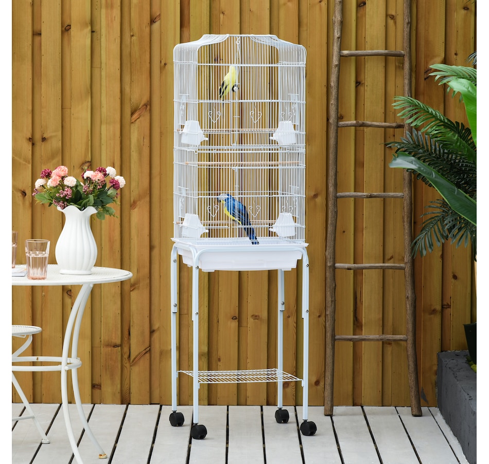 Image 962492_ALTMORE1.jpg, Product 962-492 / Price $89.99, PawHut 62" Large Rolling Bird Cage Cockatiel Play House Perch Swing, White from PawHut on TSC.ca's Home & Garden department