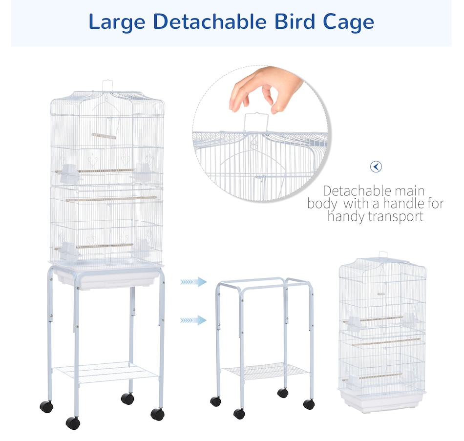Image 962492_ALTMORE3.jpg, Product 962-492 / Price $89.99, PawHut 62" Large Rolling Bird Cage Cockatiel Play House Perch Swing, White from PawHut on TSC.ca's Home & Garden department