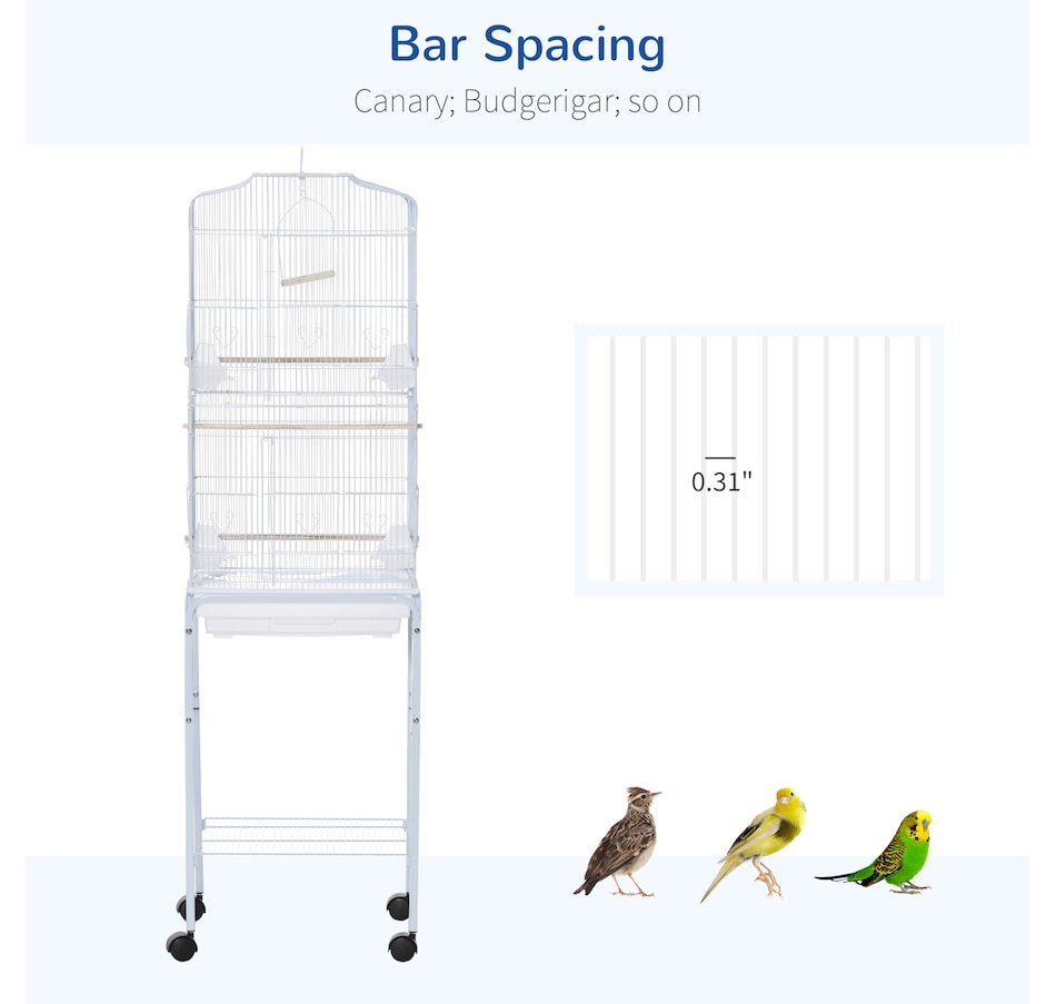 Image 962492_ALTMORE5.jpg, Product 962-492 / Price $89.99, PawHut 62" Large Rolling Bird Cage Cockatiel Play House Perch Swing, White from PawHut on TSC.ca's Home & Garden department