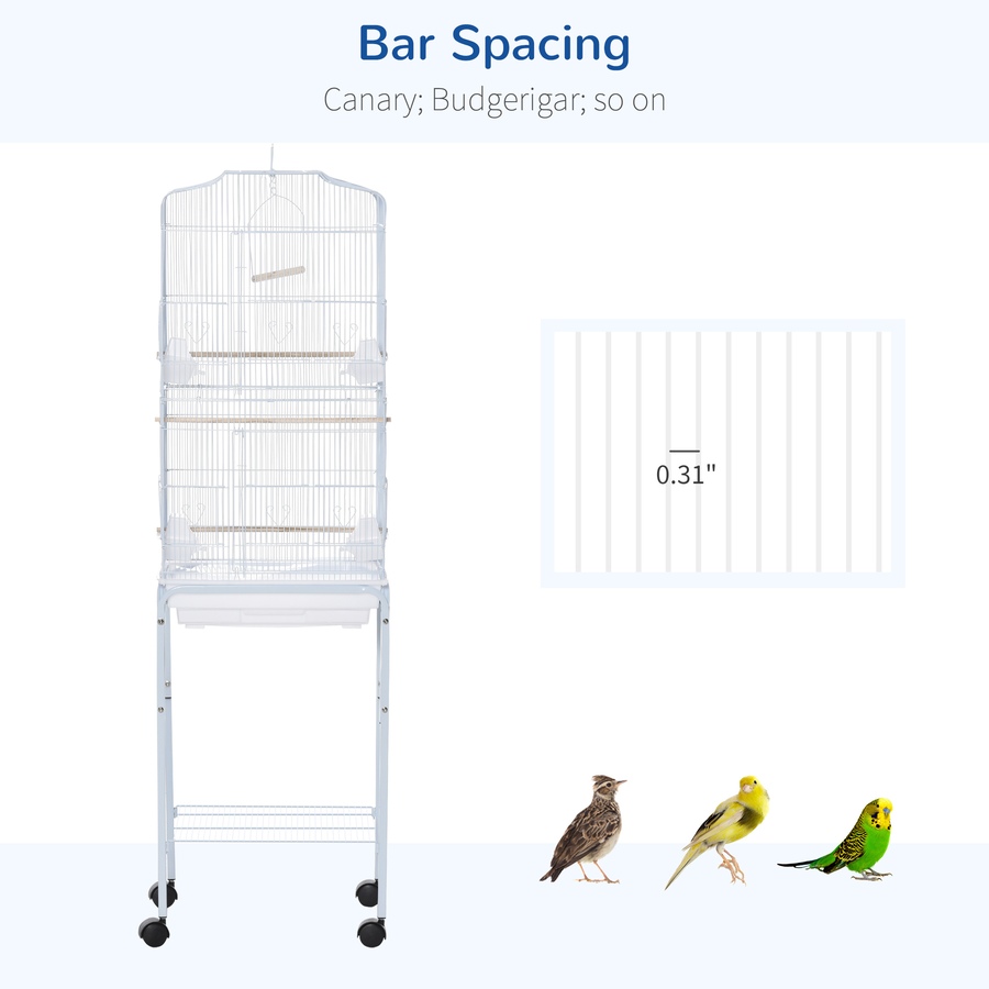 Image 962492_ALTMORE5.jpg, Product 962-492 / Price $98.99, PawHut 62" Large Rolling Bird Cage Cockatiel Play House Perch Swing, White from PawHut on TSC.ca's Home & Garden department