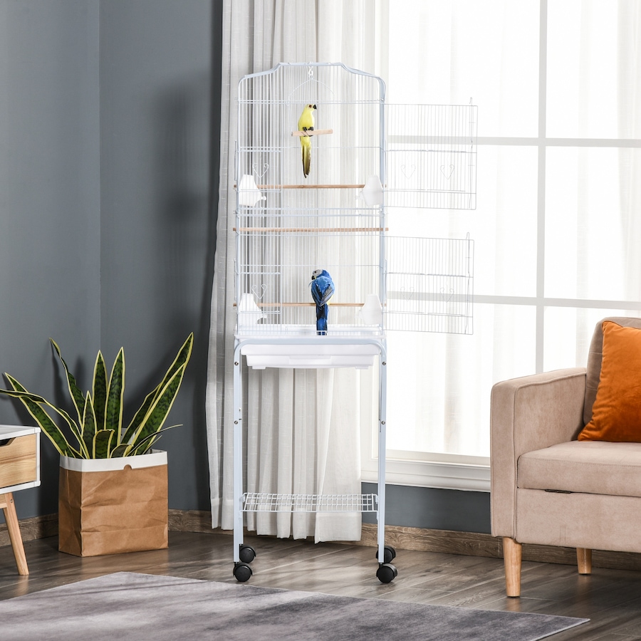 Image 962492_ALTMORE7.jpg, Product 962-492 / Price $98.99, PawHut 62" Large Rolling Bird Cage Cockatiel Play House Perch Swing, White from PawHut on TSC.ca's Home & Garden department