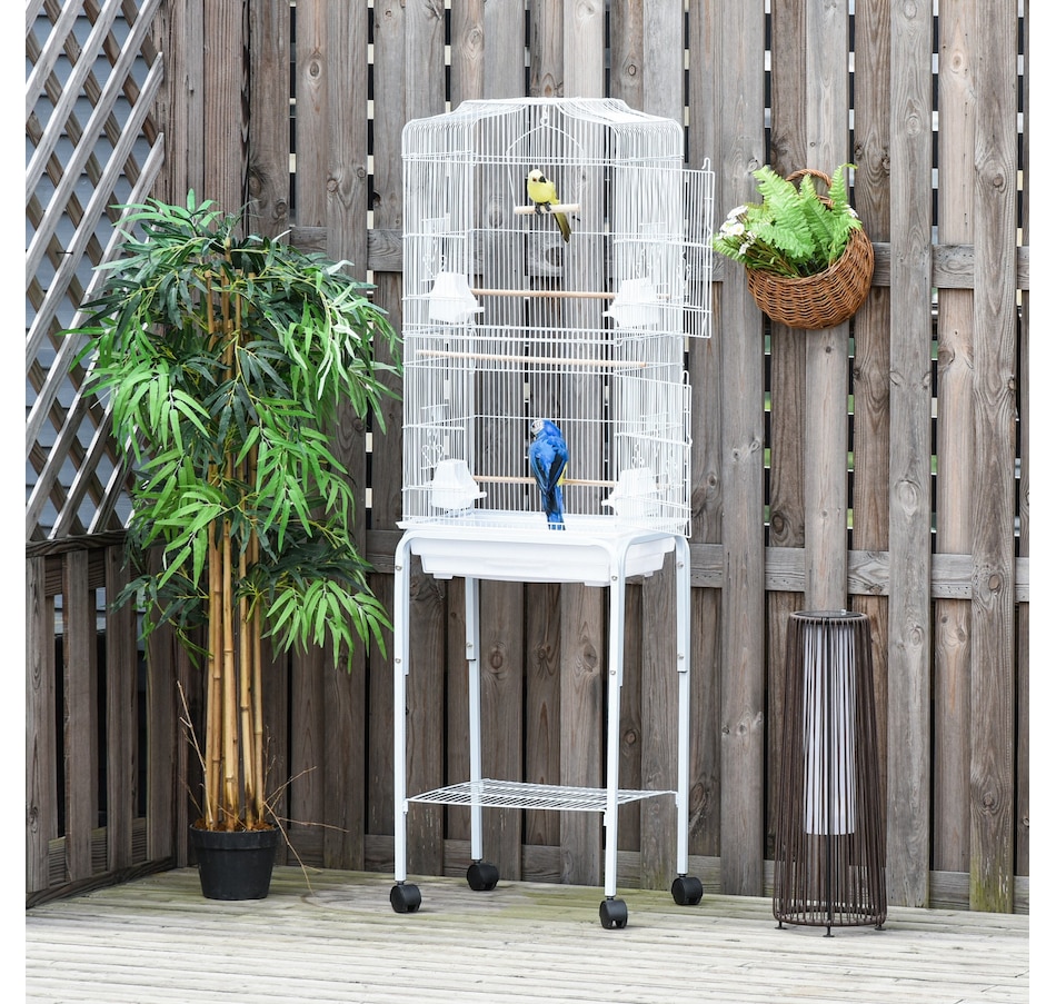 Image 962492_ALTMORE8.jpg, Product 962-492 / Price $89.99, PawHut 62" Large Rolling Bird Cage Cockatiel Play House Perch Swing, White from PawHut on TSC.ca's Home & Garden department