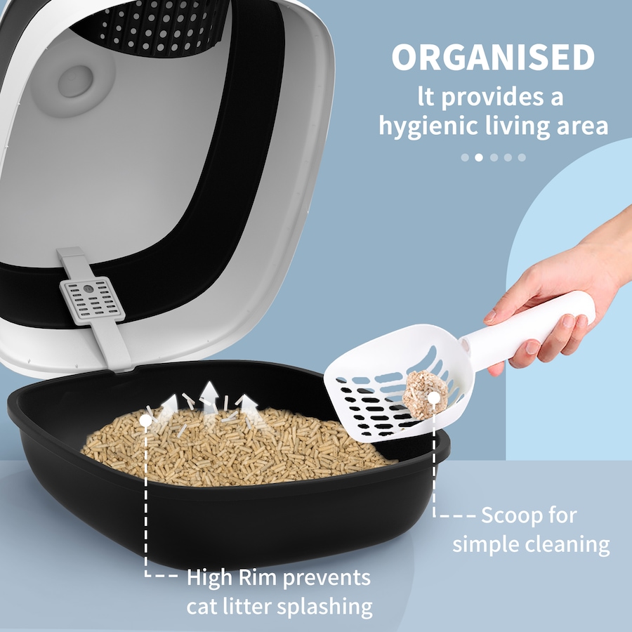 Image 962496_ALTMORE3.jpg, Product 962-496 / Price $41.99, PawHut Cat Litter Box with Lid, Covered Litter Box w/ High Sides, Black from PawHut on TSC.ca's Home & Garden department
