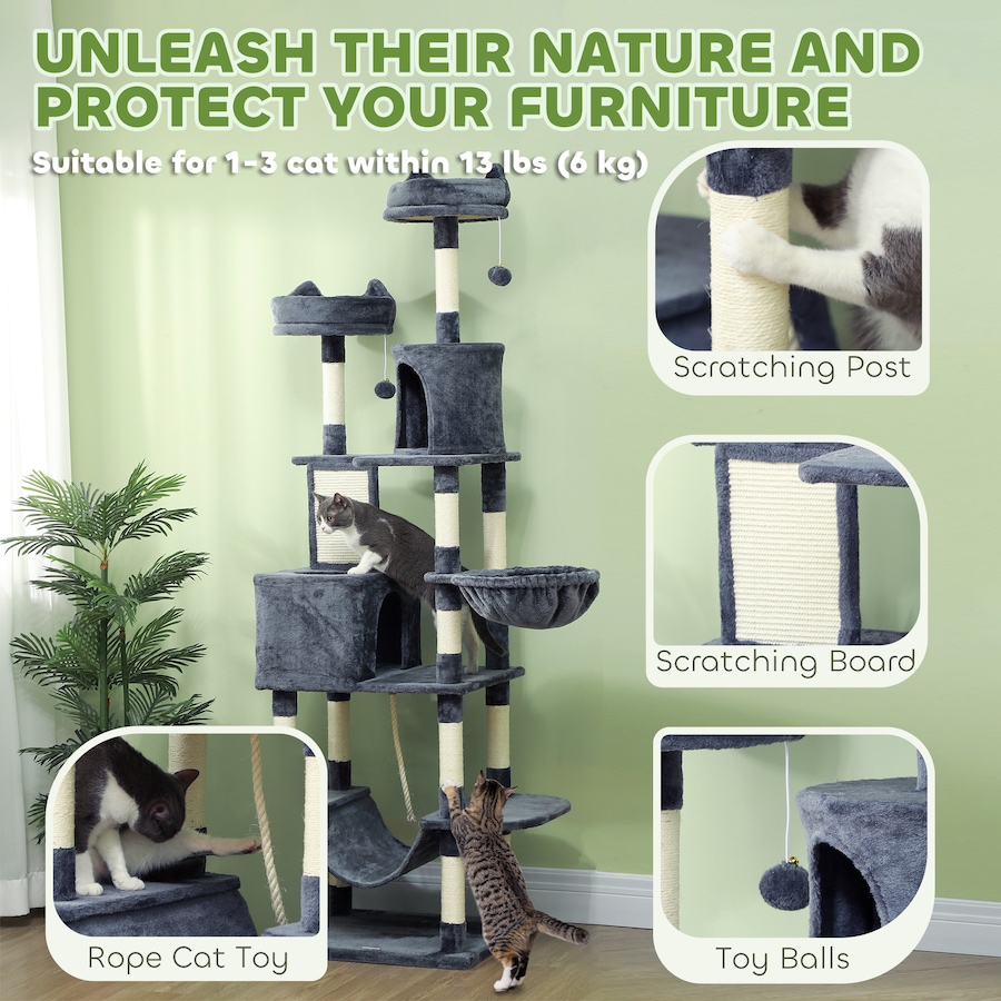 Image 962500_ALTMORE5.jpg, Product 962-500 / Price $99.99, PawHut 81" Large Cat Tree w/ Scratching Posts, Cat Condos, Beds, Dark Grey from PawHut on TSC.ca's Home & Garden department