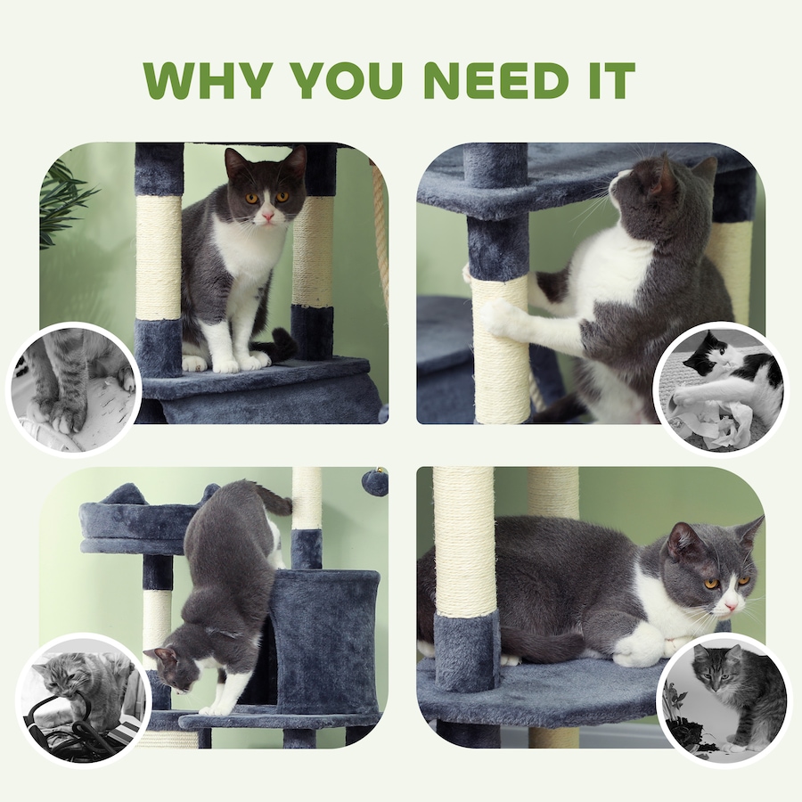 Image 962500_ALTMORE6.jpg, Product 962-500 / Price $99.99, PawHut 81" Large Cat Tree w/ Scratching Posts, Cat Condos, Beds, Dark Grey from PawHut on TSC.ca's Home & Garden department