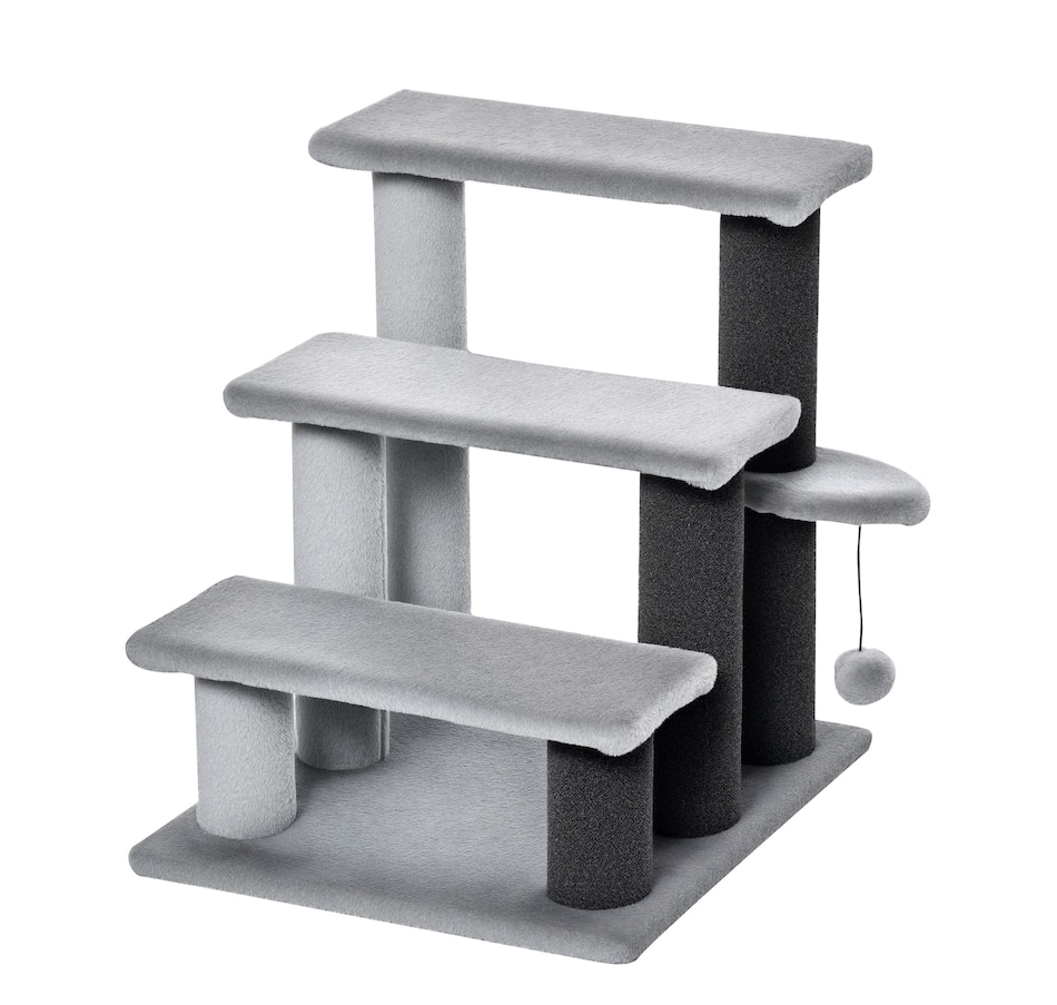 Image 962501.jpg, Product 962-501 / Price $48.99, PawHut 3 Steps Cat Stairs, Small Cat Tree with Toy, 17.5" x 15.5" x 19" from PawHut on TSC.ca's Home & Garden department