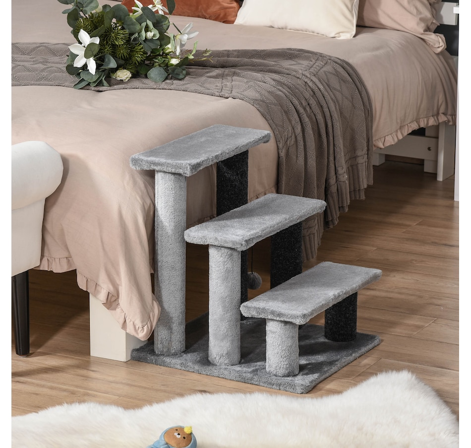 Image 962501_ALTMORE1.jpg, Product 962-501 / Price $48.99, PawHut 3 Steps Cat Stairs, Small Cat Tree with Toy, 17.5" x 15.5" x 19" from PawHut on TSC.ca's Home & Garden department