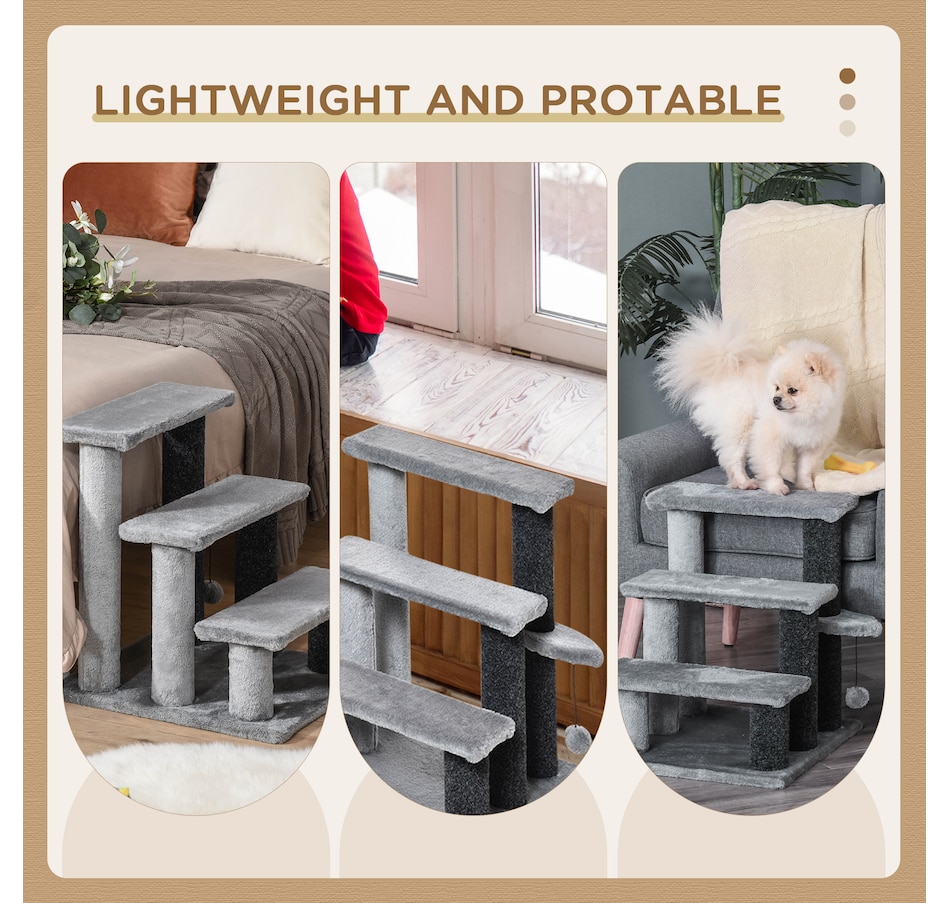 Image 962501_ALTMORE6.jpg, Product 962-501 / Price $48.99, PawHut 3 Steps Cat Stairs, Small Cat Tree with Toy, 17.5" x 15.5" x 19" from PawHut on TSC.ca's Home & Garden department