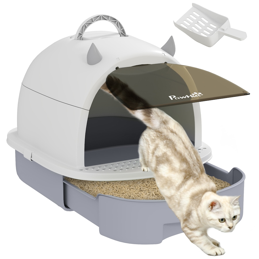 Image 962504.jpg, Product 962-504 / Price $56.99, PawHut Cat Litter Box, Enclosed Kitty Litter Box with Lid, Scoop, Grey from PawHut on TSC.ca's Home & Garden department