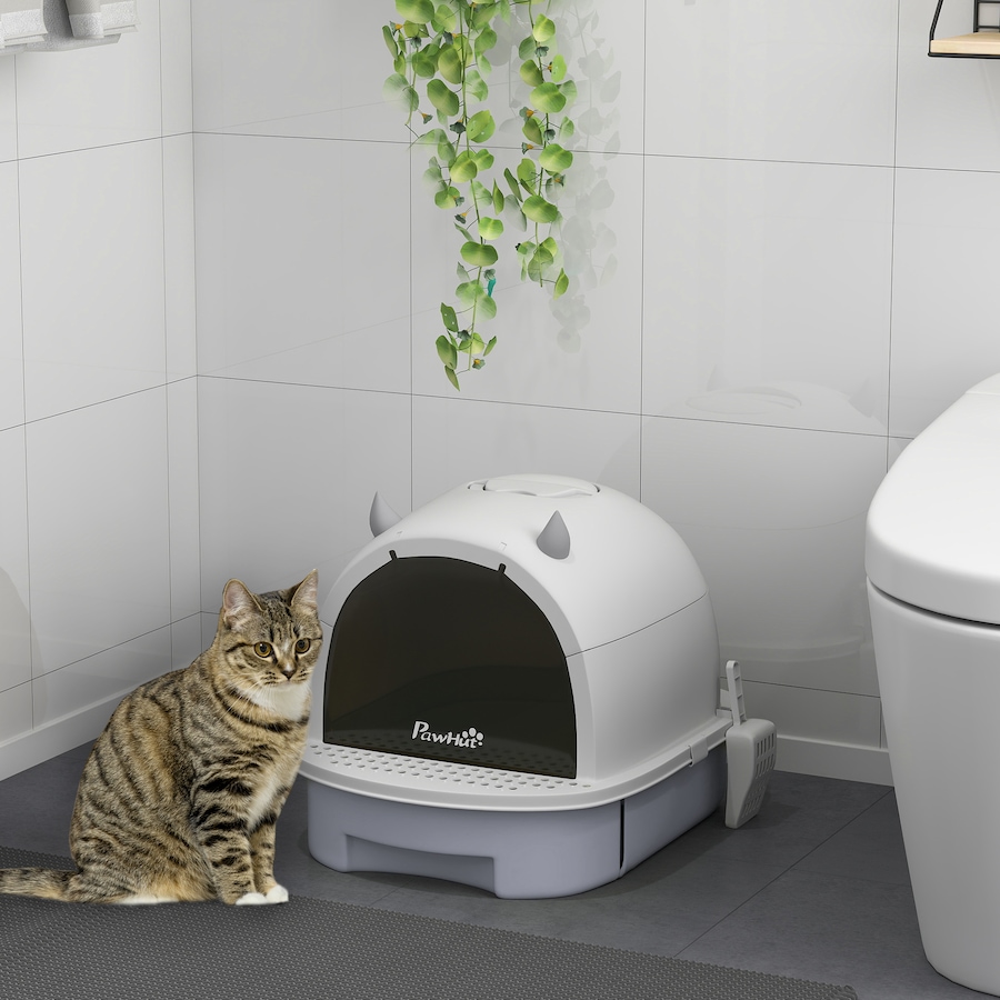 Image 962504_ALTMORE1.jpg, Product 962-504 / Price $56.99, PawHut Cat Litter Box, Enclosed Kitty Litter Box with Lid, Scoop, Grey from PawHut on TSC.ca's Home & Garden department