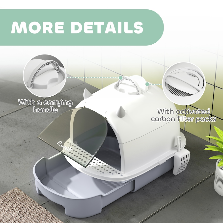 Image 962504_ALTMORE6.jpg, Product 962-504 / Price $56.99, PawHut Cat Litter Box, Enclosed Kitty Litter Box with Lid, Scoop, Grey from PawHut on TSC.ca's Home & Garden department