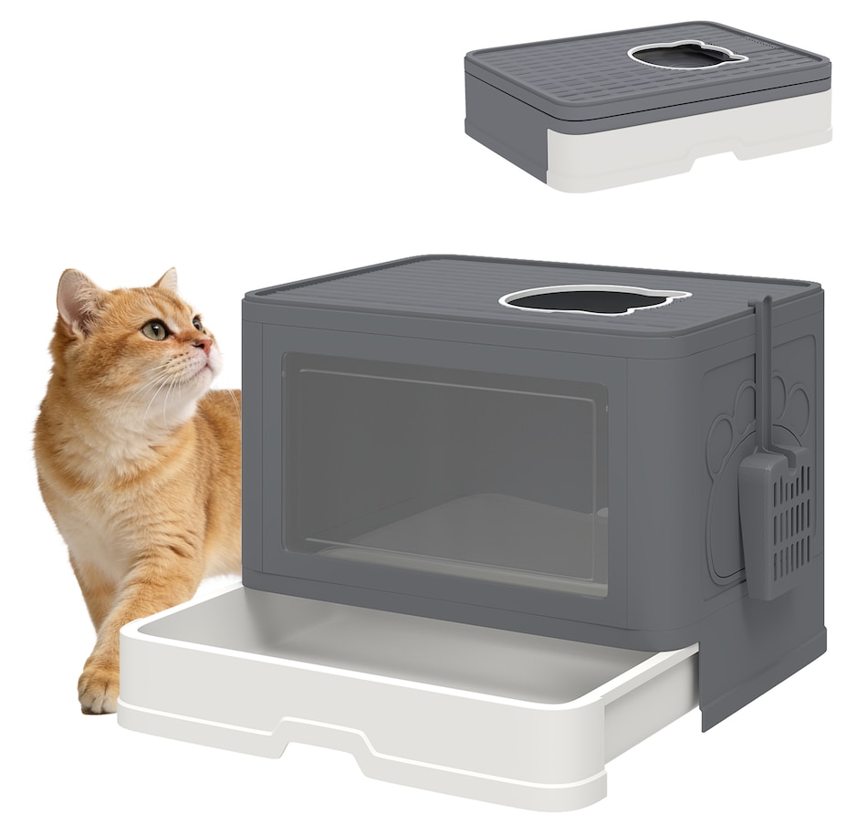 Image 962507.jpg, Product 962-507 / Price $52.99, PawHut Cat Litter Box, Front Enter & Top Exit Cat Litter Tray, Grey from PawHut on TSC.ca's Home & Garden department