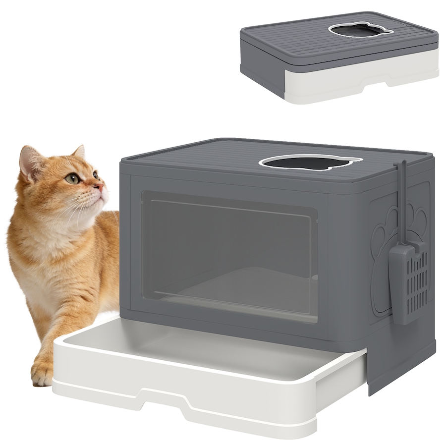 Image 962507.jpg, Product 962-507 / Price $48.99, PawHut Cat Litter Box, Front Enter & Top Exit Cat Litter Tray, Grey from PawHut on TSC.ca's Home & Garden department