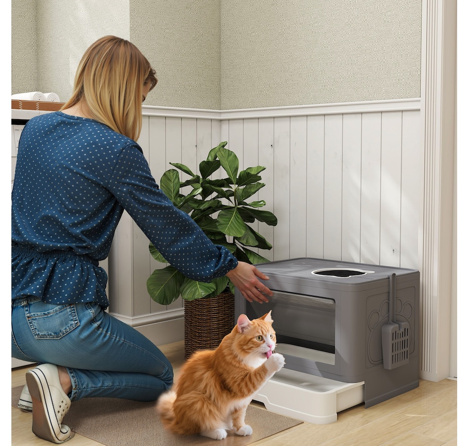Image 962507_ALTMORE1.jpg, Product 962-507 / Price $52.99, PawHut Cat Litter Box, Front Enter & Top Exit Cat Litter Tray, Grey from PawHut on TSC.ca's Home & Garden department