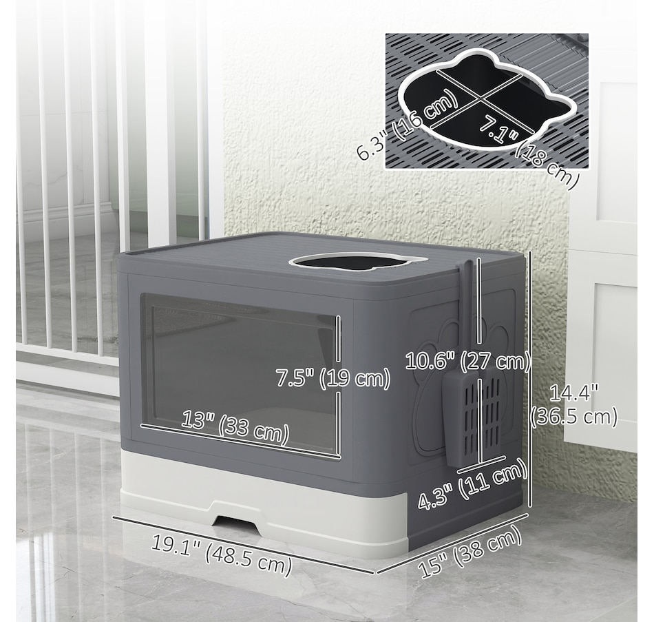 Image 962507_ALTMORE2.jpg, Product 962-507 / Price $52.99, PawHut Cat Litter Box, Front Enter & Top Exit Cat Litter Tray, Grey from PawHut on TSC.ca's Home & Garden department