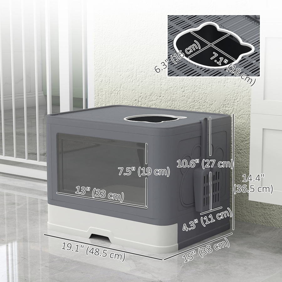 Image 962507_ALTMORE2.jpg, Product 962-507 / Price $48.99, PawHut Cat Litter Box, Front Enter & Top Exit Cat Litter Tray, Grey from PawHut on TSC.ca's Home & Garden department