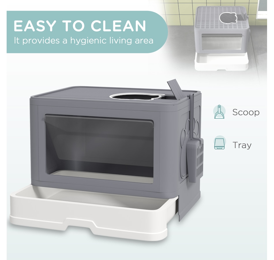 Image 962507_ALTMORE3.jpg, Product 962-507 / Price $52.99, PawHut Cat Litter Box, Front Enter & Top Exit Cat Litter Tray, Grey from PawHut on TSC.ca's Home & Garden department